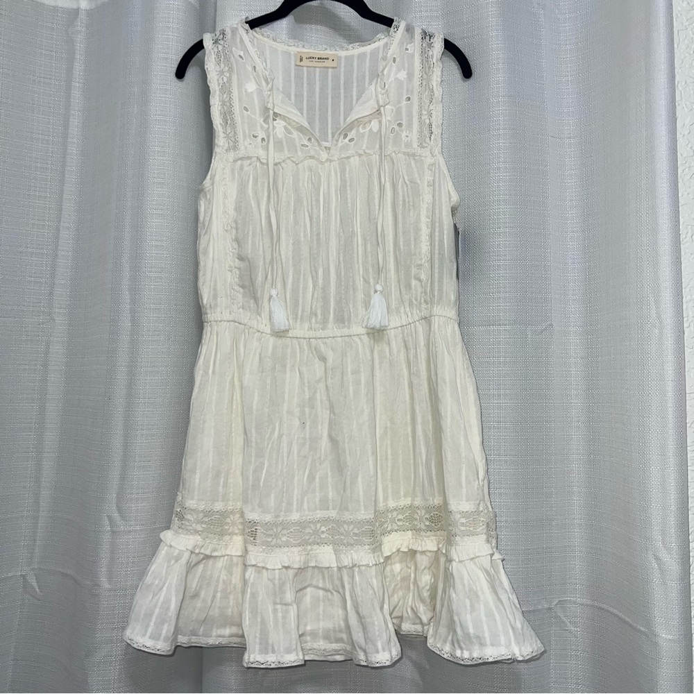 Lucky Brand Off-White Ruffled Tiered Dress